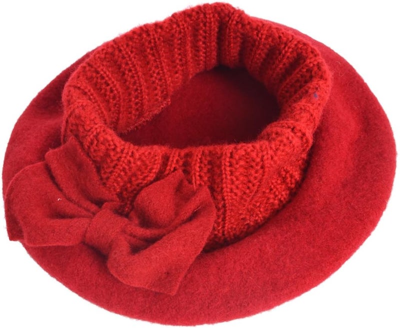 VECRY Lady French Beret 100% Wool Beret Floral Dress Beanie Winter Hat - Image 3